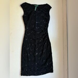 Ralph Lauren Black Lace and Sequin Dress